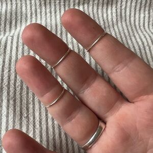 Three 925 Stirling Silver Midi Rings Size 3